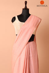 Powder Pink Cotton Saree
