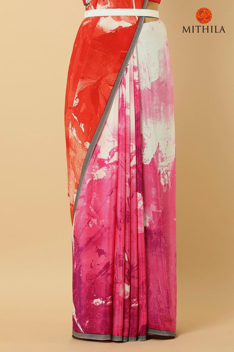 Abstract Printed Crepe Silk Saree
