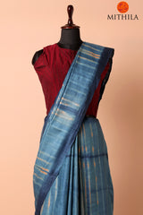 Clamp Dyed Tussar Silk Saree