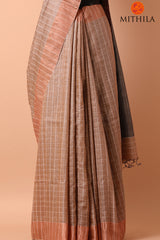 Chequered Tussar Silk Saree