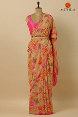 Chiffon Silk Saree With Vintage Floral Prints