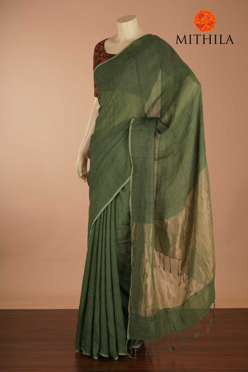 Classic Plain Tussar Silk Saree