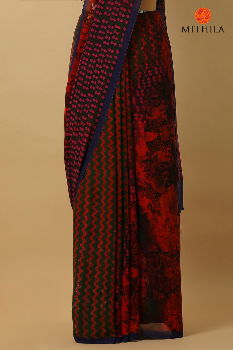 Georgette Silk Saree With Contemporary Print