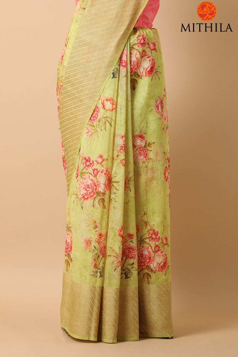 Digitally Printed Linen Saree
