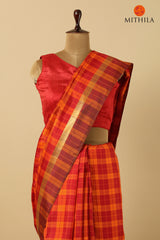 Chequered Kanjivaram Silk Saree