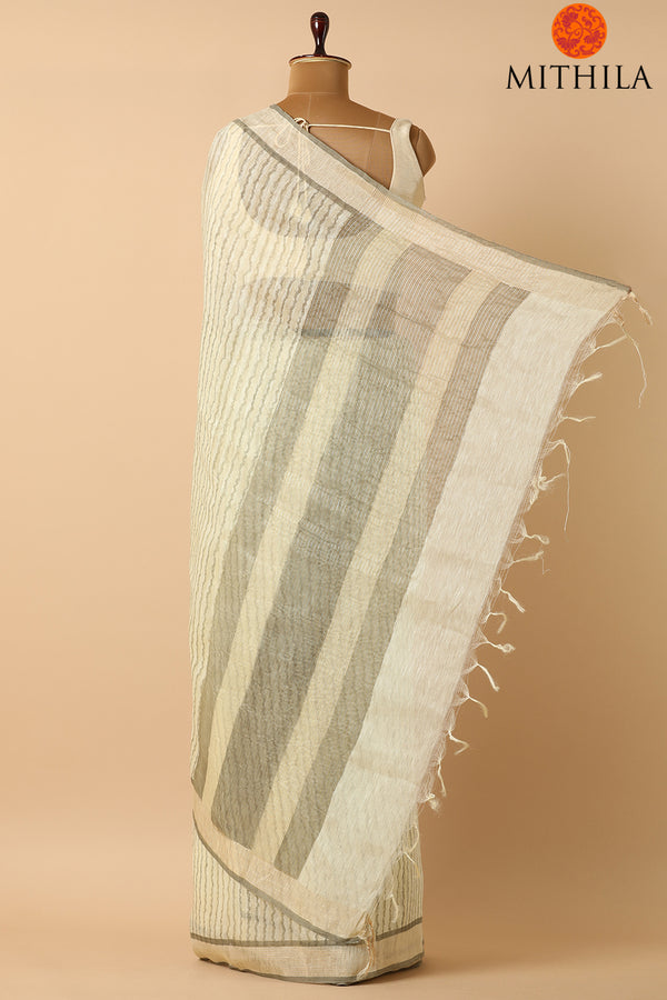 Bhagalpuri Striped Linen Saree
